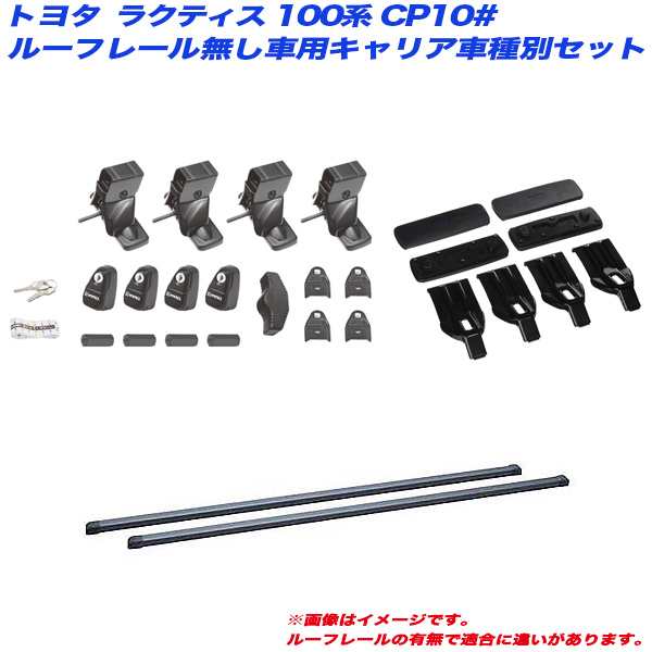 INNO/イノー キャリア車種別セット ラクティス 100系 CP10# H17.10〜H22.10 ルーフレール無し車用 INSUT +  INB137BK + K327｜au PAY マーケット