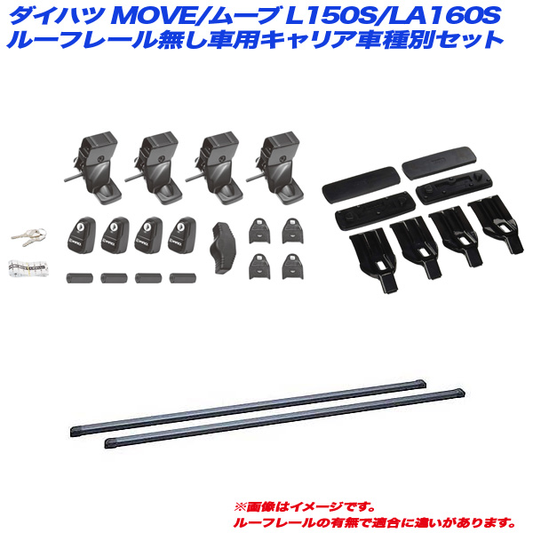 INNO/イノー キャリア車種別セット ダイハツ MOVE/ムーブ L150S/LA160S H26.12〜 ルーフレール無し車用 INSUT + INB127BK + K344の通販は 19,208円