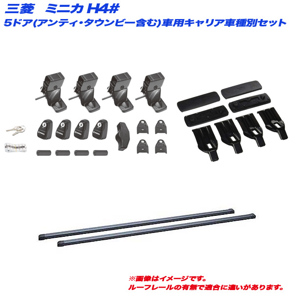 INNO/イノー キャリア車種別セット ミニカ H4# H10.10〜H23.6 5ドア(アンティ・タウンビー含む)車用 INSUT + INB107BK + K250