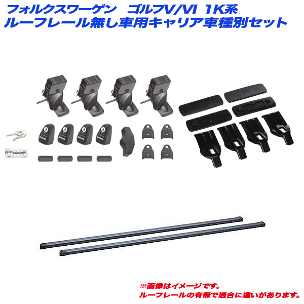INNO/イノー キャリア車種別セット フォルクスワーゲン ゴルフV/VI 1K系 H16.6〜H25.6 5ドア ルーフレール無 INSUT + INB127BK + K853