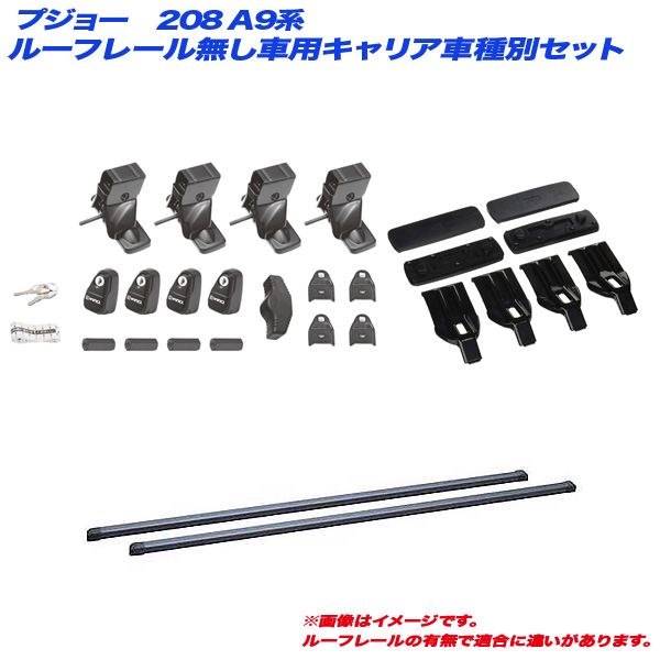 INNO/イノー キャリア車種別セット プジョー 208 A9系 H24.11〜 5ドア ルーフレール無し車用 INSUT + INB117BK + K432