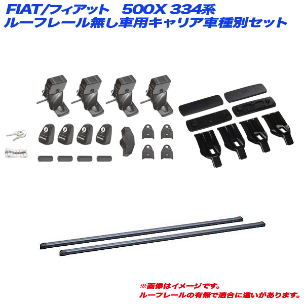 INNO/イノー キャリア車種別セット FIAT/フィアット 500X 334系 H27.10〜 ルーフレール無し車用 INSUT + INB127BK + K482