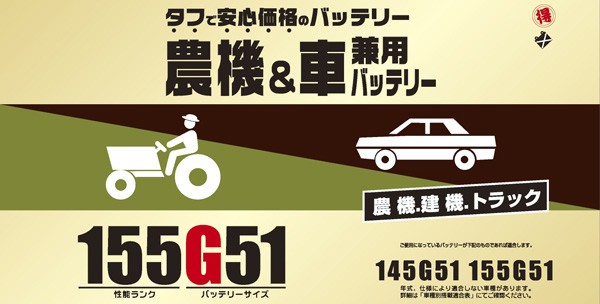 ブロード Broad 丸得バッテリー 農機 建機 車用バッテリー 耐震強化 タフ 建設機械 重機 農機具 農業機械 補償12ヶ月又は1万km 155g51の通販はau Pay マーケット ホットロード春日井西店