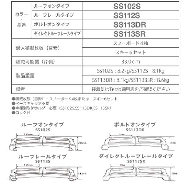 PIAA/Terzo スキースノーボード専用キャリアセット H27.5〜 シャトル