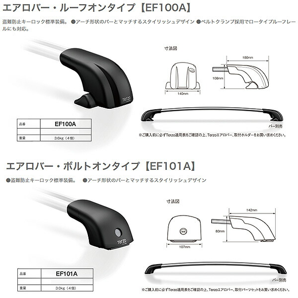 PIAA/Terzo キャリア 車種別セット MX81S/91S系 ワゴンRスマイル R3.9〜  EF100A + EB100A + EB100A + EH461_2