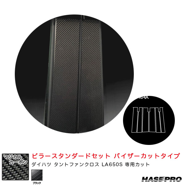 ハセプロ マジカルカーボン ピラースタンダードセット バイザーカットタイプ 三菱 ランサーエボリューションX/ギャランフォルティス（CPM-V61） ハセプロ⁄HASEPRO マジカルカーボン ピラー スタンダード