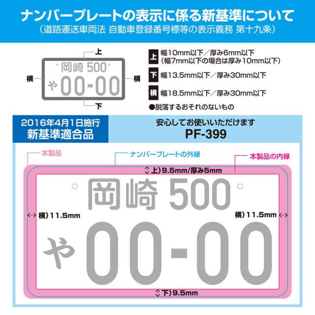 図柄入りナンバーの黄色枠を隠せるナンバーフレーム ホワイト 新