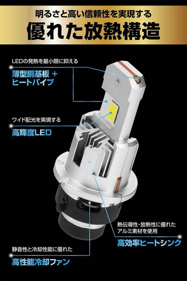 GIGA LEDヘッドバルブ D10 6000K D2S HIDからLEDへ 簡単施工 10000lm 2