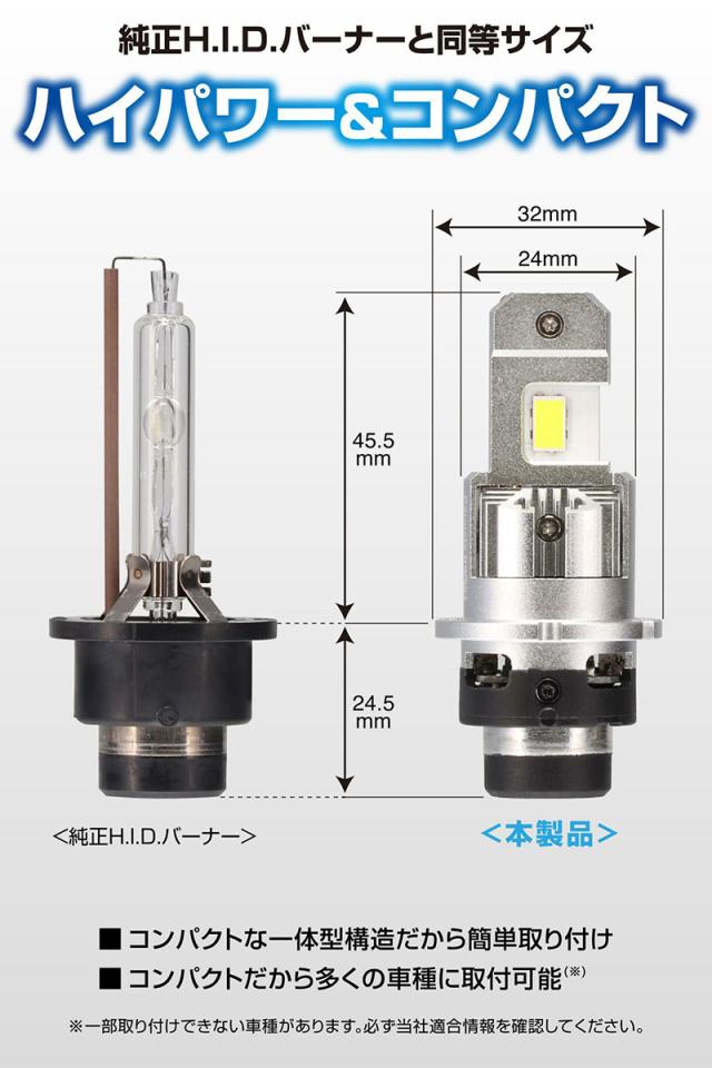 GIGA LEDヘッドバルブ D10 6000K D2S HIDからLEDへ 簡単施工 10000lm 2