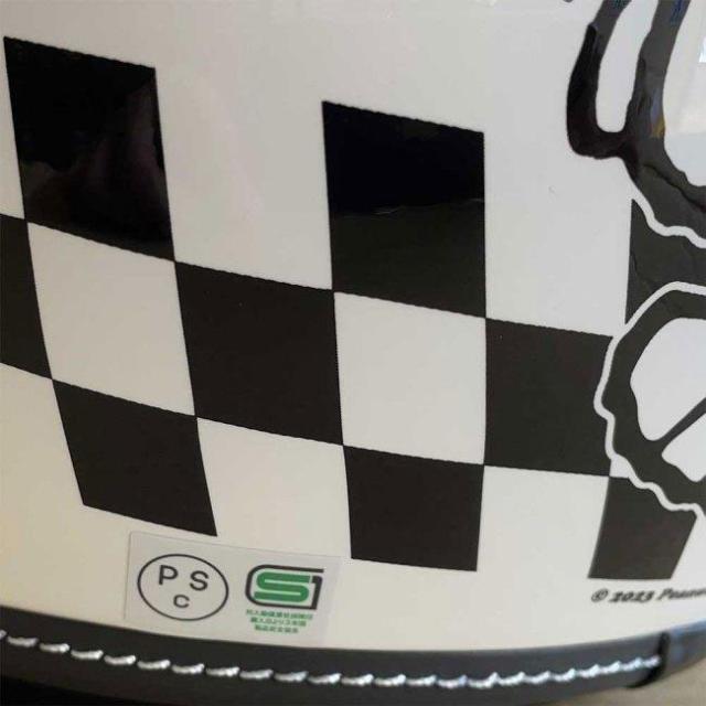 SNOOPY ジェットシールドヘルメット ホワイト チェッカーフラッグ シールド付 58〜60cm MLサイズ アークス SNJ-114_2