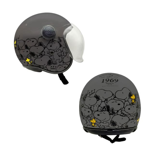 SNOOPY ジェットシールドヘルメット マットグレー スヌーピーカーニバル シールド付 57〜58cm SMサイズ アークス SNJ-116_1