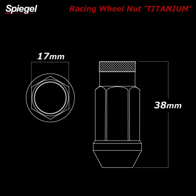 Spiegel レーシング ホイールナット チタン 貫通タイプ M12 P1.5 38mm 16個セット チタンナット トヨタ MR-S spnut- - 1