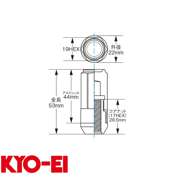 KYO-EI ロック&ナット レデューラ レーシング シェルタイプナット クローズドエンドタイプ 53mm M12×P1.5 16+4個 レッド  CL53-11R｜au PAY マーケット