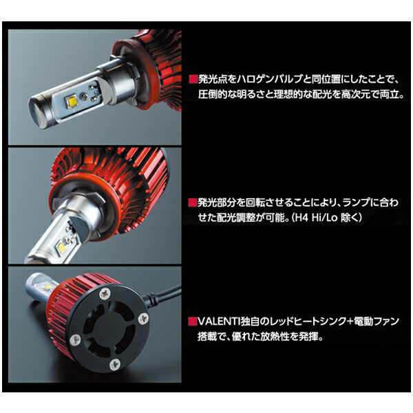 ヴァレンティ/Valenti:ジュエルLED LED ヘッドライト H4 Hi/Lo切替 用 40W 5500K 4500lm  デラックス3800/LDJ50-H4-55｜au PAY マーケット