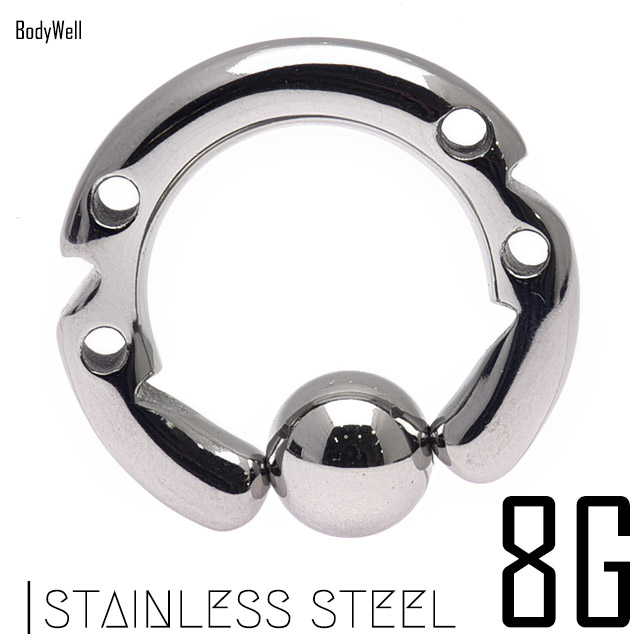 8g 4ホールサイドカット キャプティブビーズリング リングピアス ステンレスピアス メンズリングピアス ボディピアスの通販はau Pay マーケット ボディピアス専門店 Bodywell
