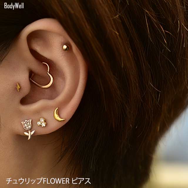 16g チューリップ ピンクゴールド ストレートピアス ロブピアス 軟骨ピアス ボディピアス Bodywellの通販はau Pay マーケット ボディピアス専門店 Bodywell