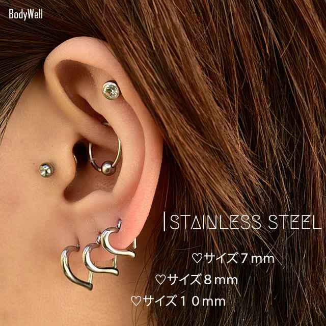 ワンタッチピアス 16Gu002612G パカッと ハートピアス 2WAY クリッカー リングピアス ステンレスピアス つけっぱなし ロブ ロック ダイス  の通販はau PAY マーケット - ボディピアス専門店☆BodyWell | au PAY マーケット－通販サイト