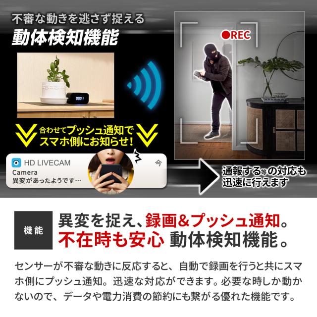 小型カメラ 隠しカメラ 防犯カメラ mc-od048 置時計型カメラ