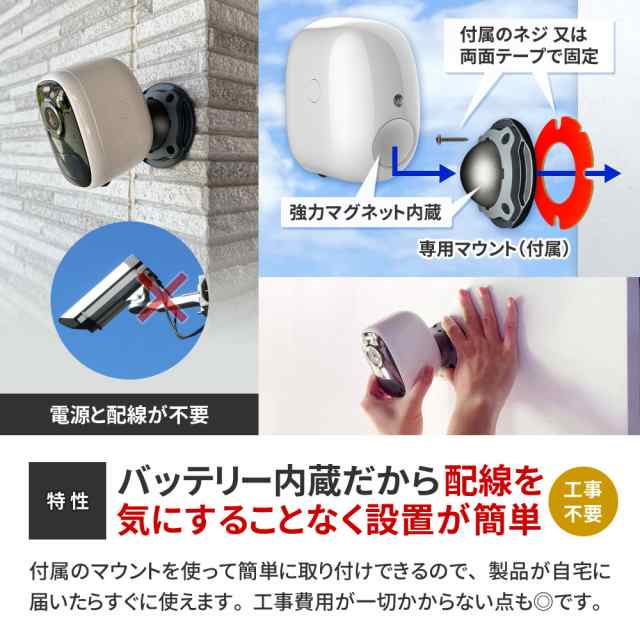 防犯カメラ 監視カメラ 屋外 屋内 室内 ワイヤレス wi-fi mc-sc001