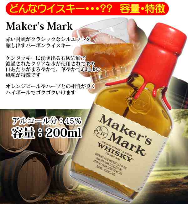 名入れグラス ＆ ウイスキー メーカーズマーク (IL) バーボン 洋酒 200ml 1本付き 化粧箱入 オリジナル ギフトセット 誕生日 還暦 古希