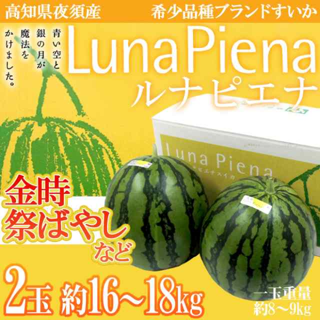 高知県夜須町 ”ルナピエナ” 秀品 超大玉 2玉 約16kg〜18kg（1玉重量約8