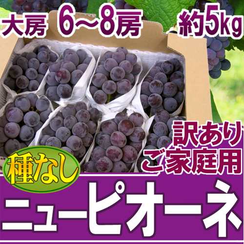 岡山産 ”種なしニューピオーネ” 6〜8房 約5kg ちょっと訳あり ぶどう【予約 9月以降】 送料無料