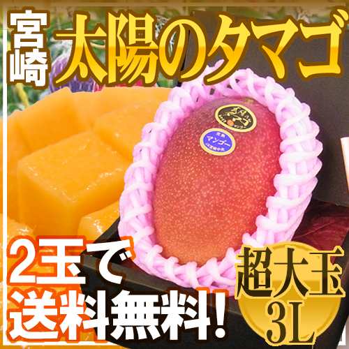 宮崎県 ”完熟マンゴー 太陽のタマゴ” 秀品 超大玉3Lサイズ 化粧箱入り