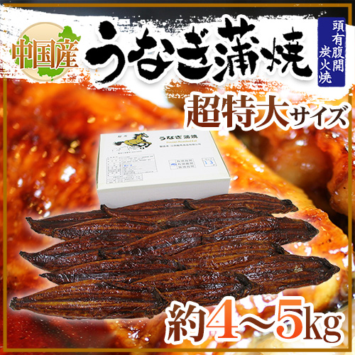 ”うなぎ蒲焼” 約4〜5kg 中国産 ウナギ/鰻/有頭腹開/暑さ対策_c 送料無料