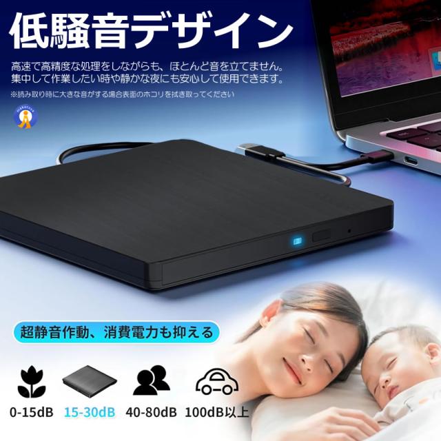 5個セット 外付けDVDドライブ 高速処理 8X DVD&amp; 24XCD 光学ドライブ 読取 書込可 バスパワー PCDRIVE_4
