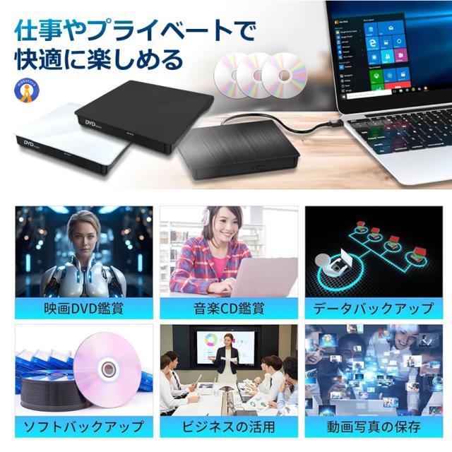 5個セット 外付けDVDドライブ 高速処理 8X DVD&amp; 24XCD 光学ドライブ 読取 書込可 バスパワー PCDRIVE_6