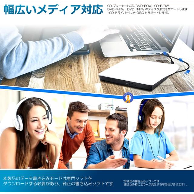 5個セット 外付けDVDドライブ 高速処理 8X DVD&amp; 24XCD 光学ドライブ 読取 書込可 バスパワー PCDRIVE_9