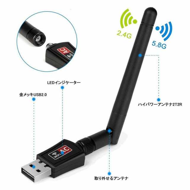 600Mbs 無線lan 子機 親機 USB WIFI アダプター 高速 2.4G ハイパワー