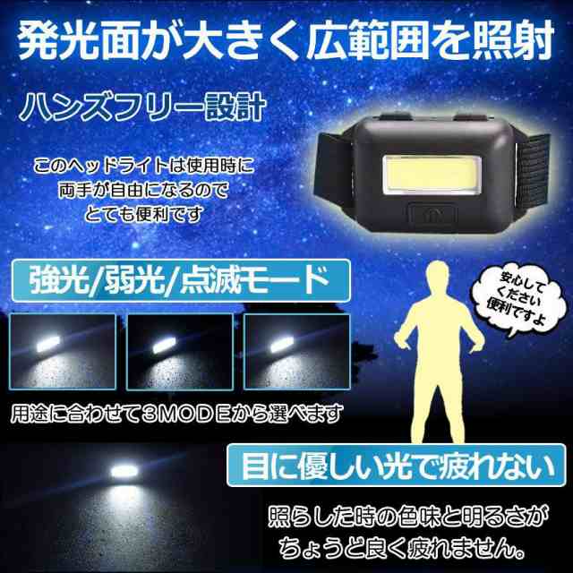 ヘッドライト 2個セット LED ヘッドランプ COB 電池式 ledライト 軽量 200ルーメン 釣り 登山 キャンプ 散歩 アウトドア 作業 災害  停電の通販はau PAY マーケット - まこと屋ネット | au PAY マーケット－通販サイト