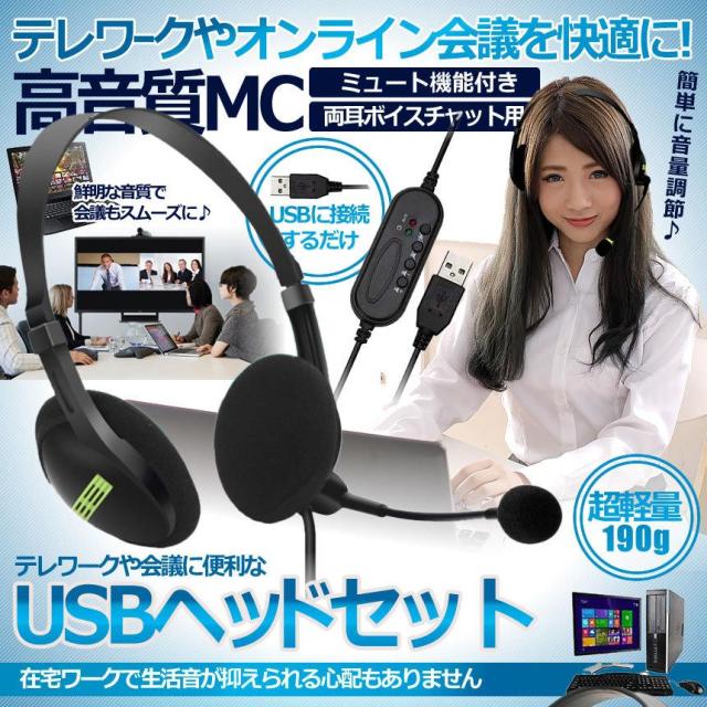 Usb ヘッドセット テレワーク ミュート機能付き 両耳ボイスチャット用 ヘッドフォン Pc Windows Mac対応 Ushedsetの通販はau Pay マーケット まこと屋ネット