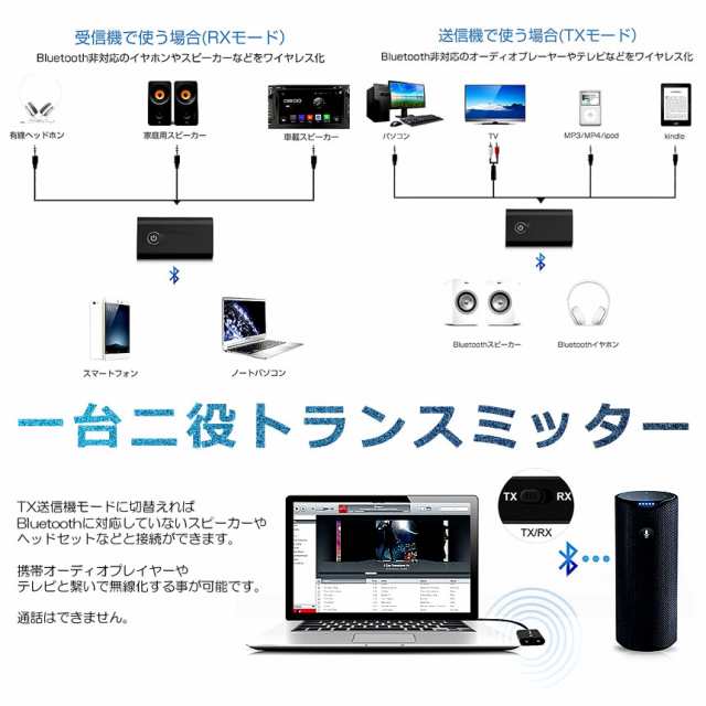 Bluetooth トランスミッター 送信機 受信機 一台二役 レシーバー ワイヤレス オーディオ パソコン 無線 音楽 音声 コンポ  TRANSB10Sの通販はau PAY マーケット - まこと屋ネット | au PAY マーケット－通販サイト