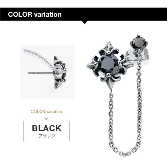 クロスモチーフ ピアス(片耳用) シルバー925 メンズピアス クロス 十字架 ドロップピアス