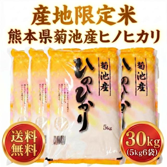 お米 米 30kg 白米 送料無料 最短 熊本県 菊池産 ひのひかり 令和7年産 ヒノヒカリ 5kg6個 産地限定米 くまもとのお米 富田商店 とみた商店