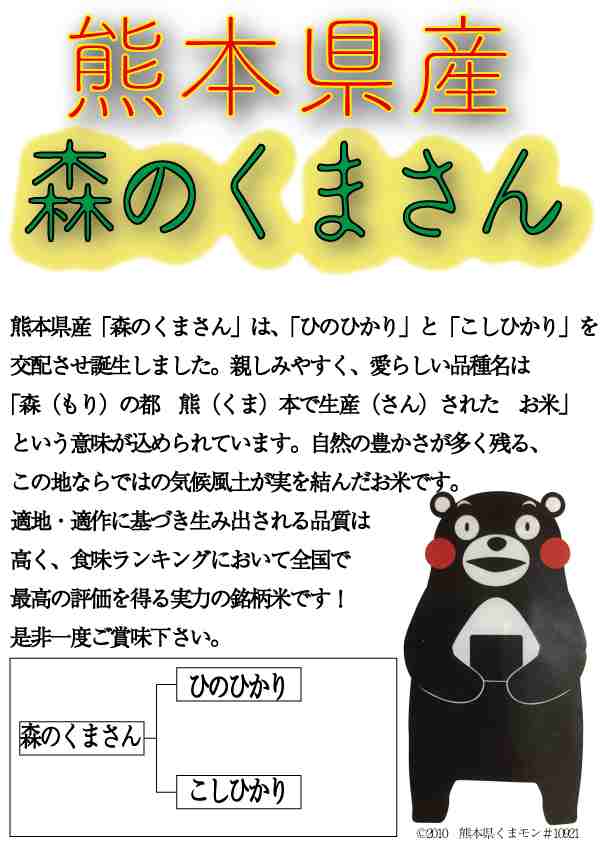 お米 米 5kg 白米 送料無料 熊本県産 森のくまさん 新米 令和4年産 あす着 5kg1個 くまモン くまもとのお米の通販はau PAY  マーケット - くまもとのお米販売店富田商店auPAYマーケット店