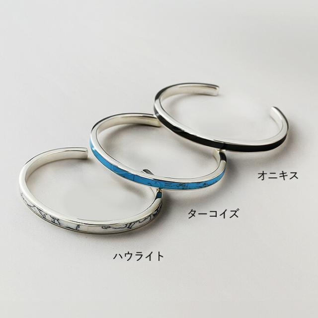シルバー925 天然石ホワイトターコイズ　バングル（腕周り小さめ） 公式 ストアファッション - シルバー925 天然石ホワイト