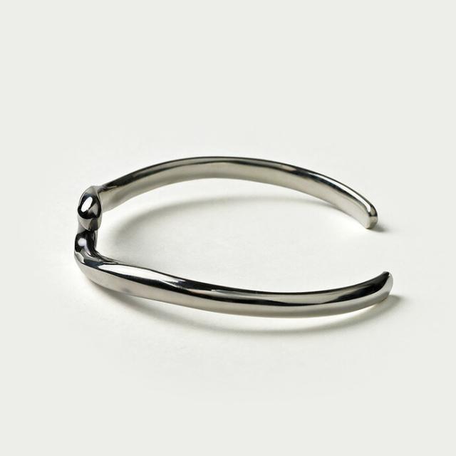 ブレスレット メンズ ウェーブ 波模様 バングル シルバー925 細め 個性