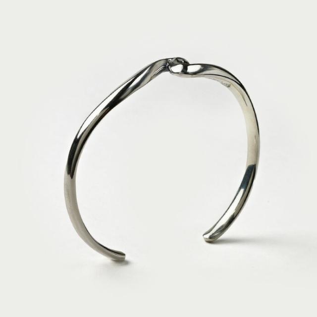 ブレスレット メンズ ウェーブ 波模様 バングル シルバー925 細め 個性