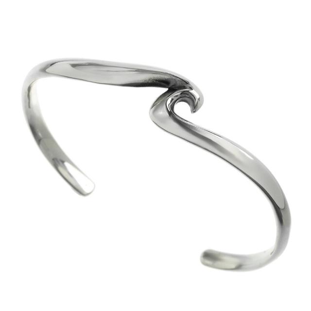 ブレスレット メンズ ウェーブ 波模様 バングル シルバー925 細め 個性