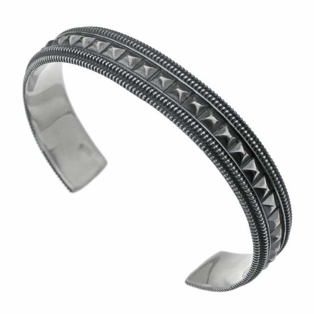 在庫処分セール テ ブレスレット 燻し スタッズ シルバー925 バングル メンズ アクセサリー