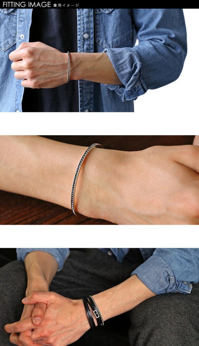 ブレスレット メンズ バングル シルバー925 細め 細い 細身 スリム