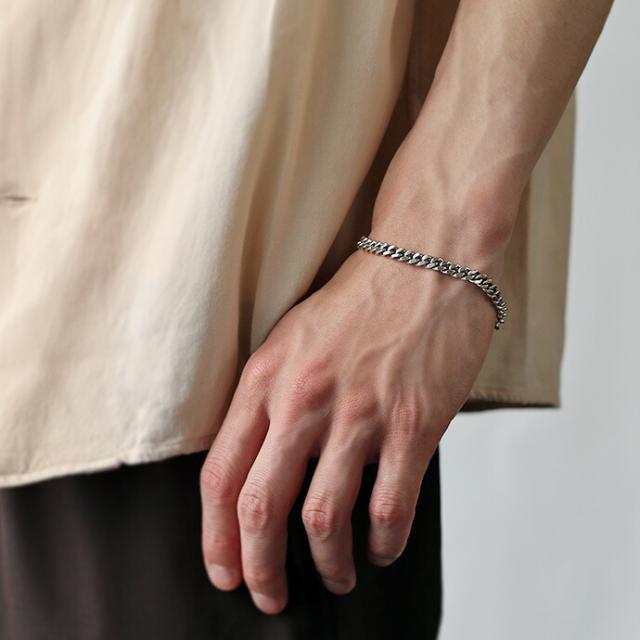 喜平チェーン ブレスレット メンズ シルバー925 2面カット 細め