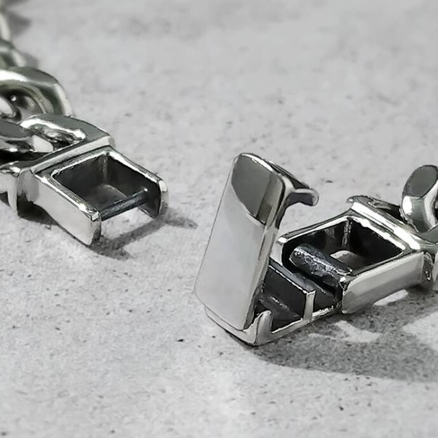 喜平チェーンブレスレット メンズ シルバー925 2面カット 太め 9.5mm幅