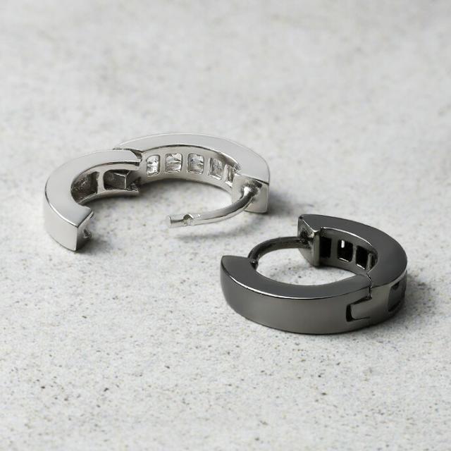 シルバー925 フープピアス メンズ レディース キュービックジルコニア