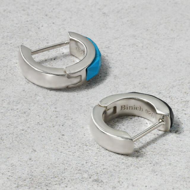 スワロフスキー ピアス フープ リング シルバー 天然石 Binich シルバー925 フープピアス メンズ レディース ターコイズ