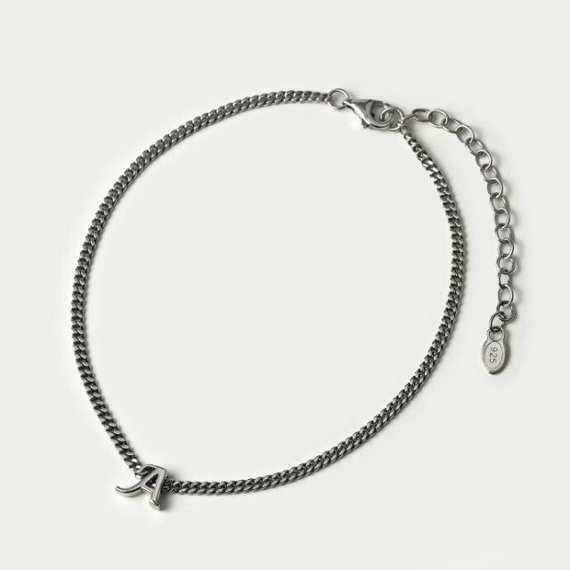 イニシャル アンクレット メンズ レディース シルバー925 喜平チェーン ペアアクセサリー カップル お揃い シンプル 足首アクセサリー 20代 30代 40代 50代 メンズアンクレット レディースアンクレット シルバーアンクレット イニシャルアンクレット 英字 文字 baetc-3608_5