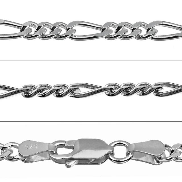 シルバー925 ネックレス フィガロチェーン メンズ レディース シルバー